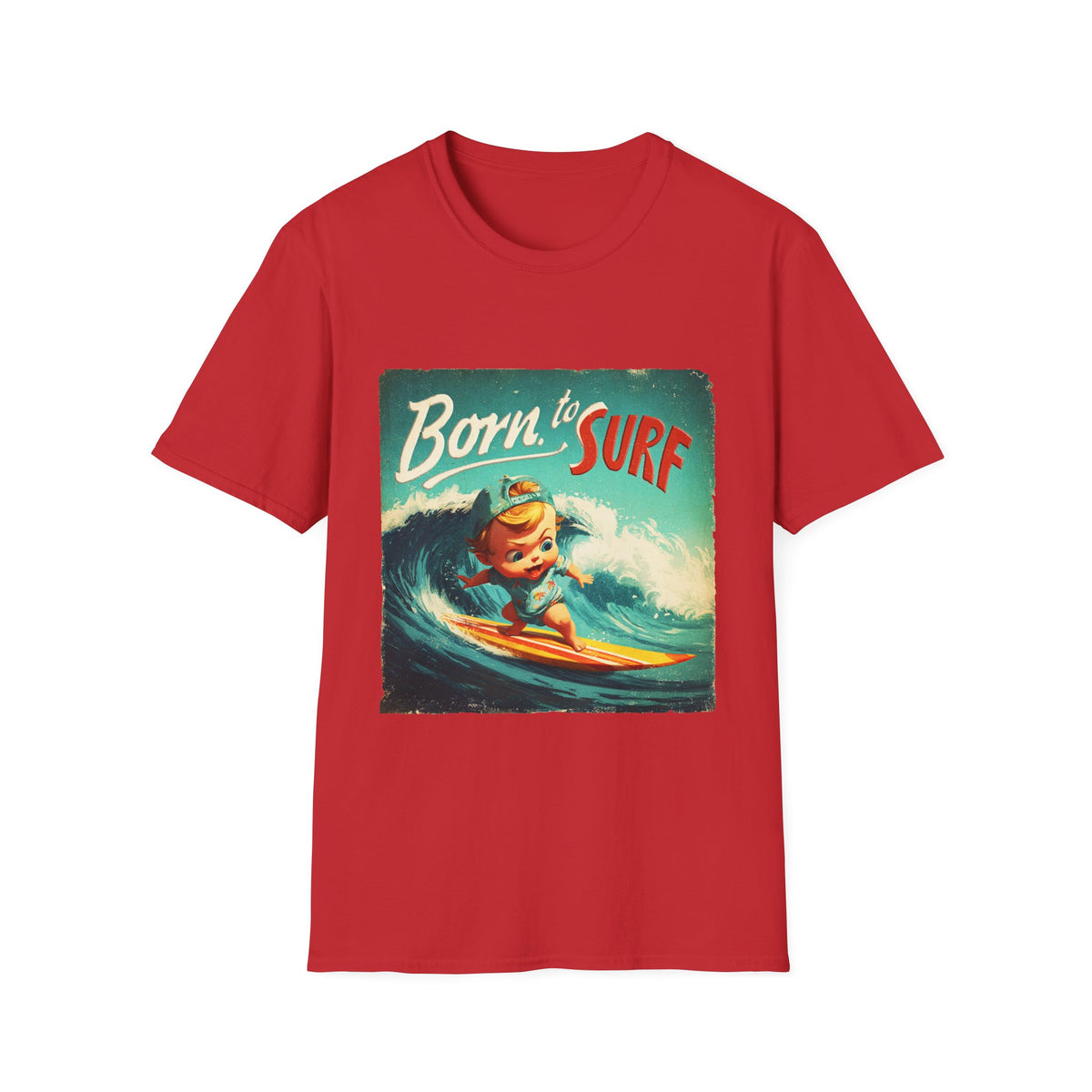 🏄 Baby Surfer – Vintage Vibes Cute Surfing Sports T-Shirt, Unisex, Colors ⚫🔵🔴🟡⚪