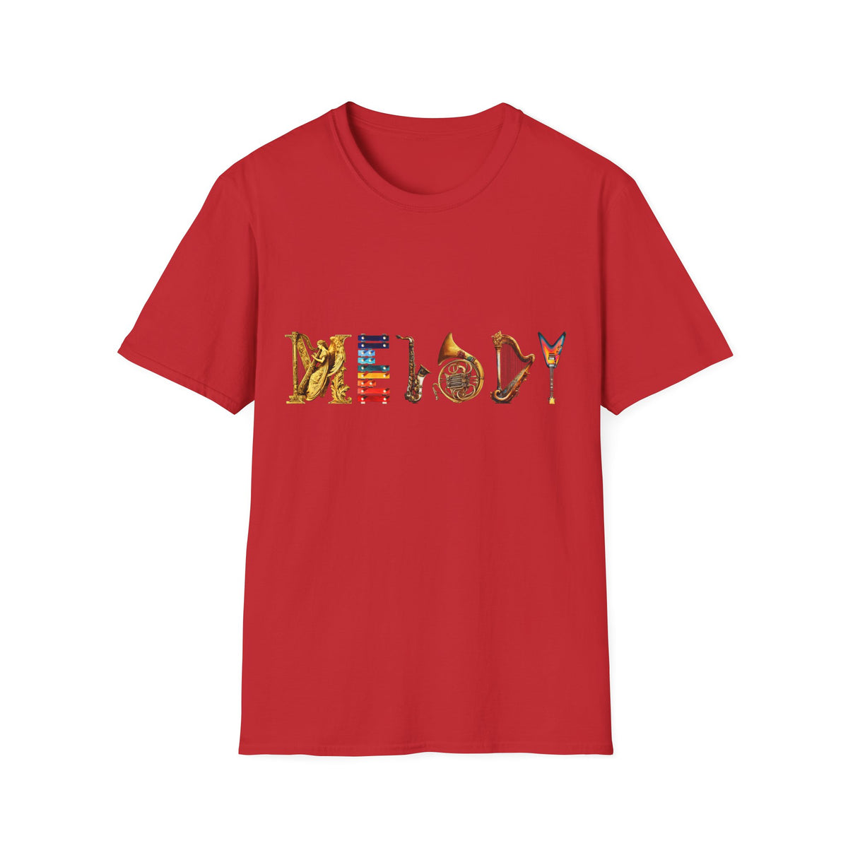 🎵 Melody Instrument Typography T-Shirt, Unisex, Colors ⚫🔵🔴🟡⚪