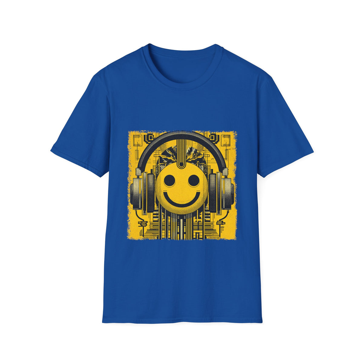 🎧 Smiley T-Shirt – Music, Good Vibes & Happy Days, Unisex, Colors ⚫🔵🔴🟠🟡⚪