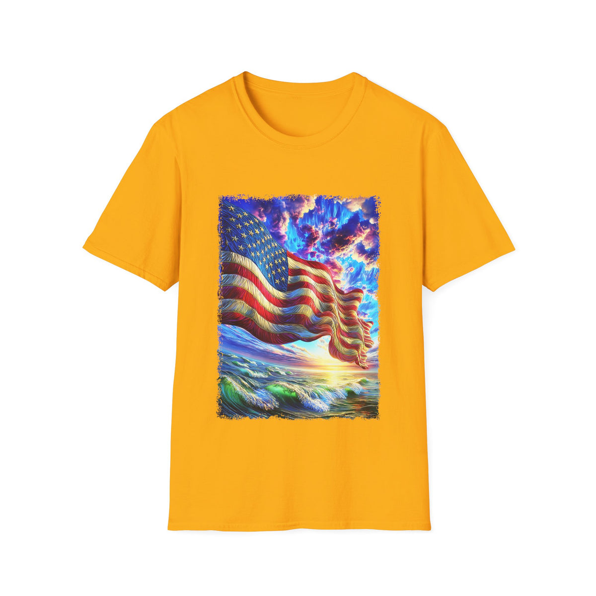 🇺🇸 American Flag T-Shirt | Patriotic USA Shirt | 4th of July Shirt, Unisex, Colors ⚫🔵🔴🟡⚪