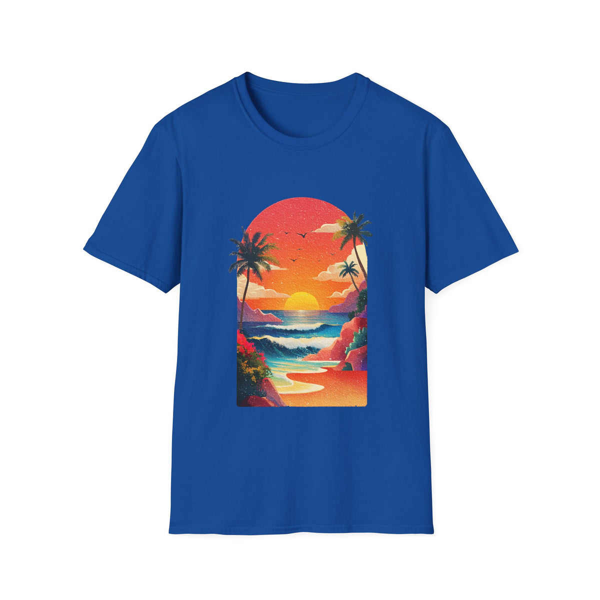🌊 Ocean Golden Hour Sunset T-Shirt – Coastal Waves, Warm Sunset Glow, Unisex, Colors ⚫🔵🔴🟠🟡⚪