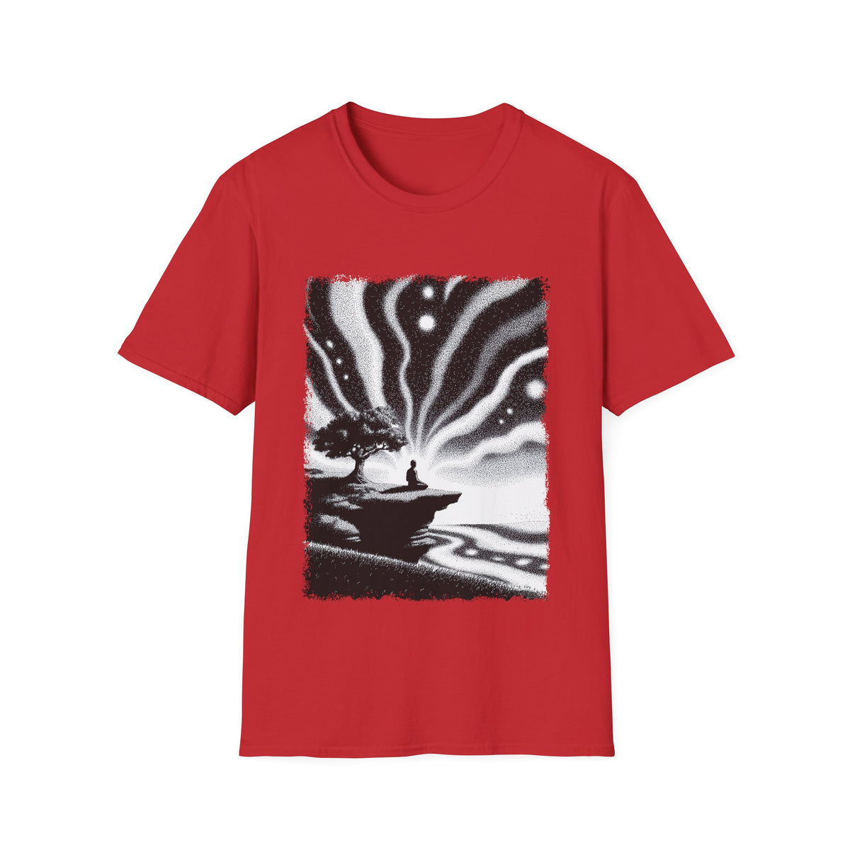 🧘‍♂️ B&W Meditation T-Shirt – Inner Peace, Unisex, Colors ⚫🔵🔴🟡⚪