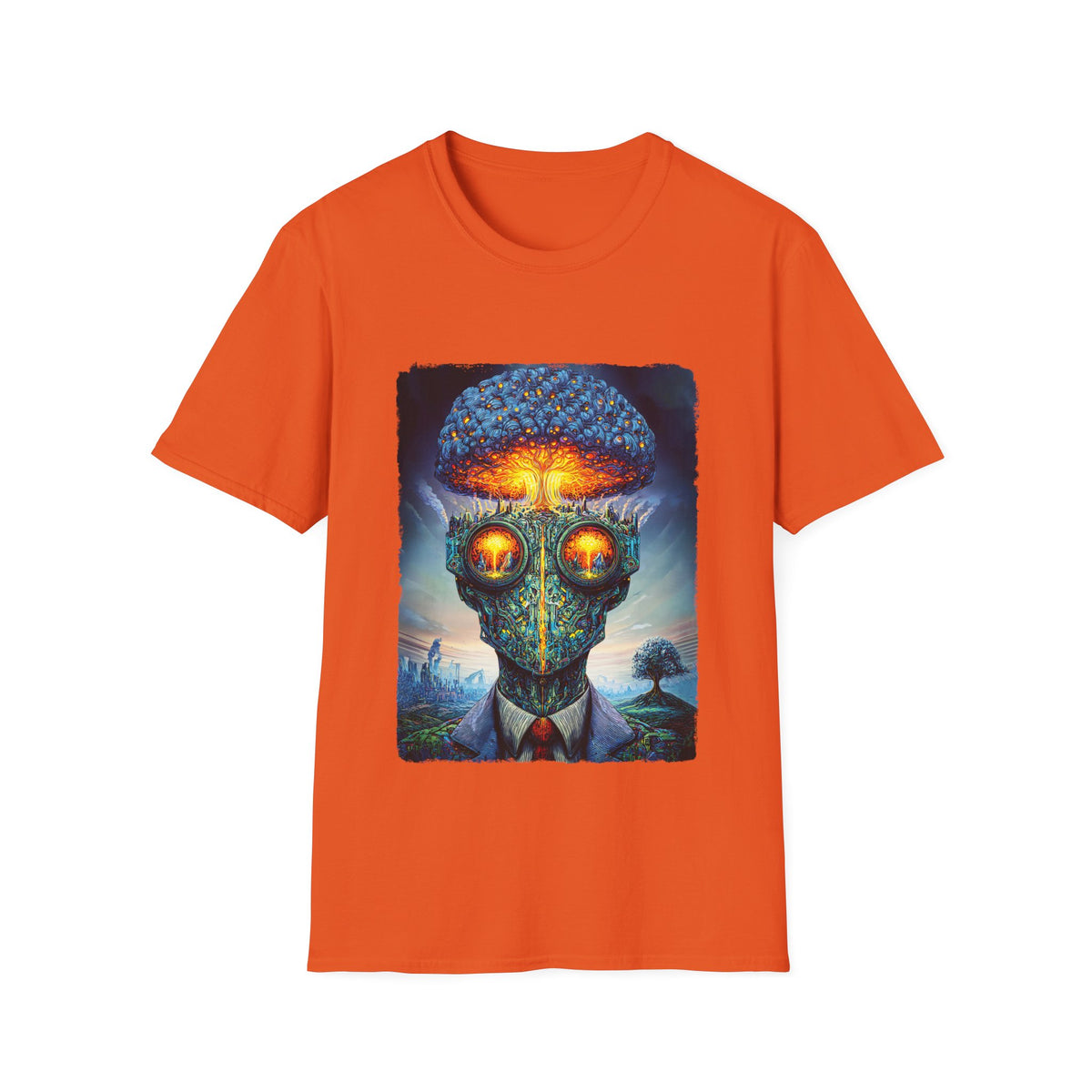 🤯 Atom Head – Surreal Streetwear Graphic Tee, Unisex, Colors ⚫🔵🔴🟡⚪