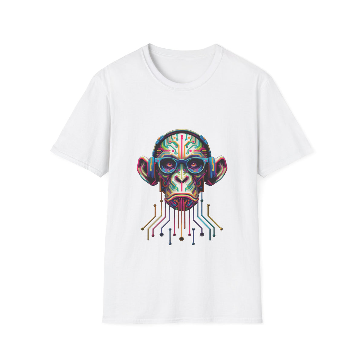 🐵 Tech Chimp T-Shirt – Fun Tech Monkey Graphic Tee, Unisex, Colors ⚫🔵🔴🟡⚪