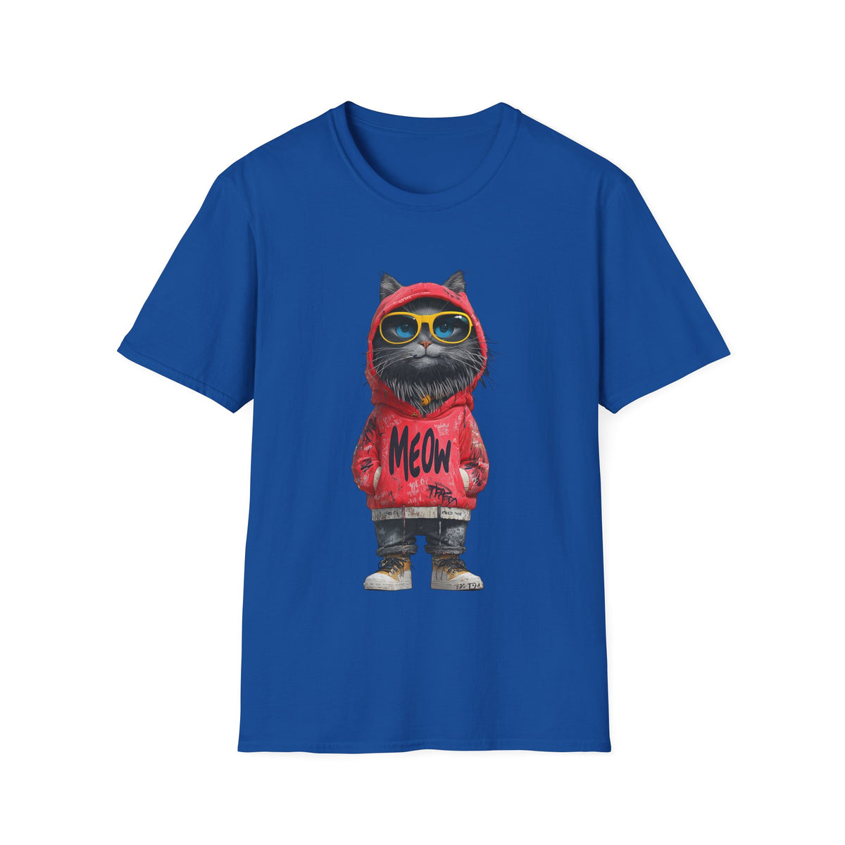 😎 Cool Hooded Cat T-Shirt, Unisex, Colors ⚫🔵🔴🟡⚪