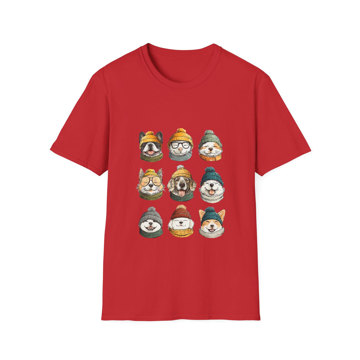 🐶 Cute Dogs Collage T-Shirt – Dog Lover Graphic Tee, Unisex, Colors ⚫🔵🔴🟠🟡⚪