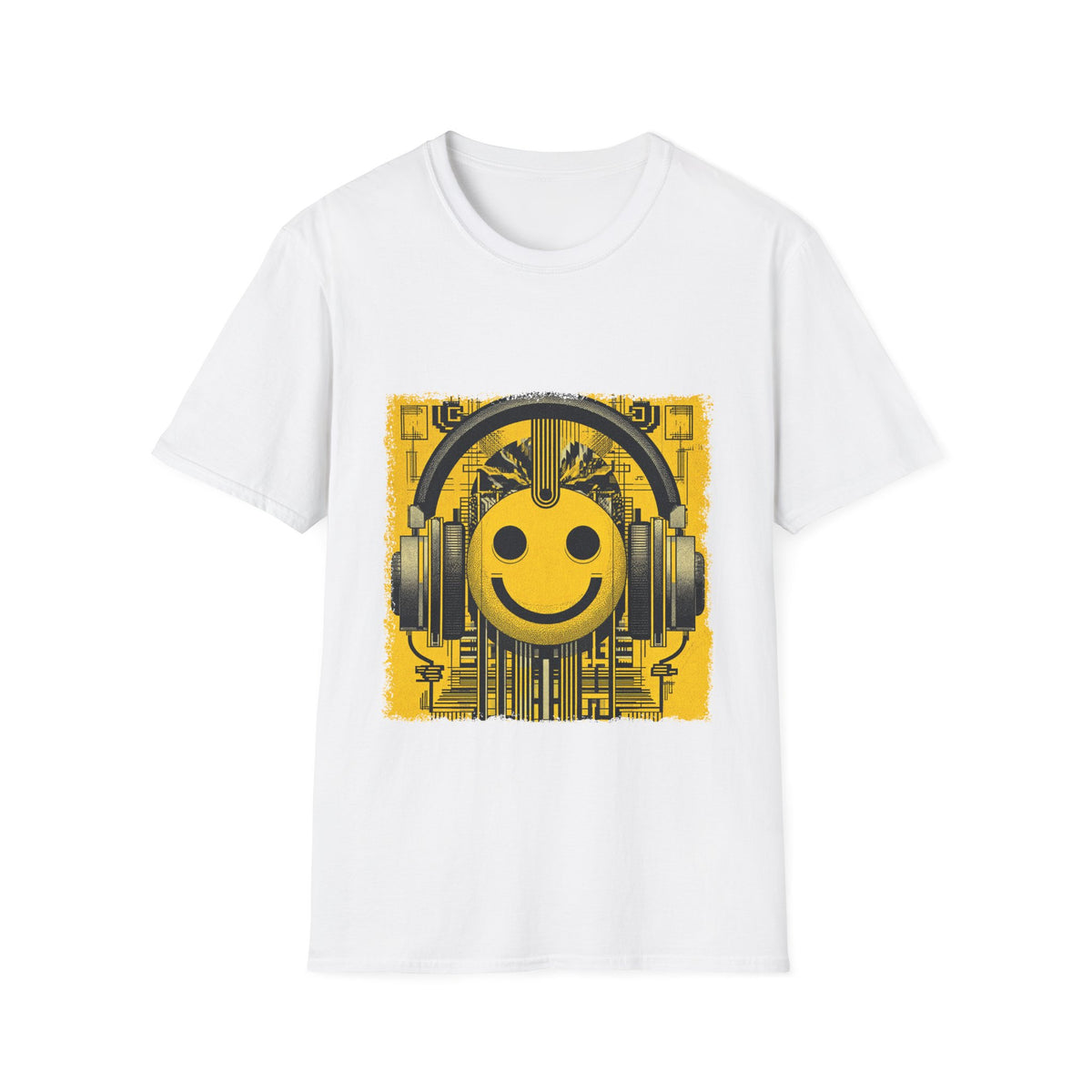 🎧 Smiley T-Shirt – Music, Good Vibes & Happy Days, Unisex, Colors ⚫🔵🔴🟠🟡⚪