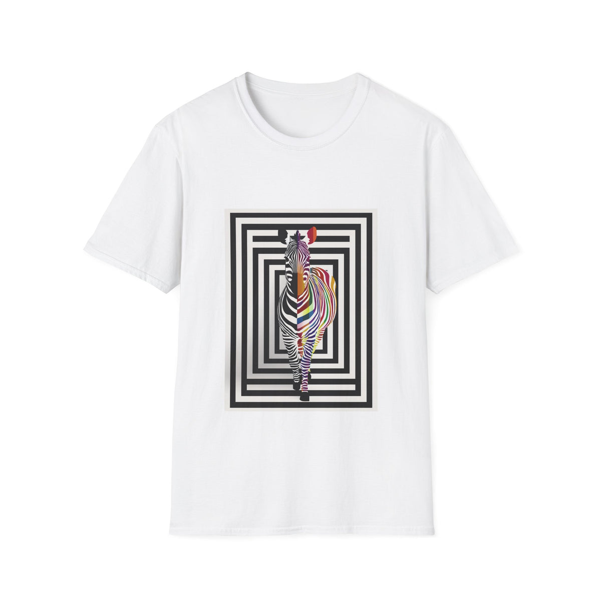 🦓 Zebra Optical Illusion T-Shirt – Wildlife Art Tee, Unisex, Colors ⚫🔵🔴🟡⚪