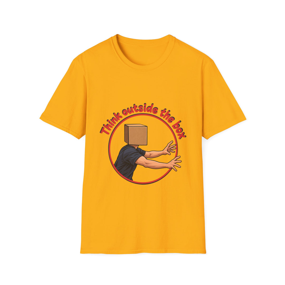 📦 Think Outside the Box – Creative Mindset Graphic T-Shirt, Unisex, Colors ⚫🔵🔴🟢🟡⚪