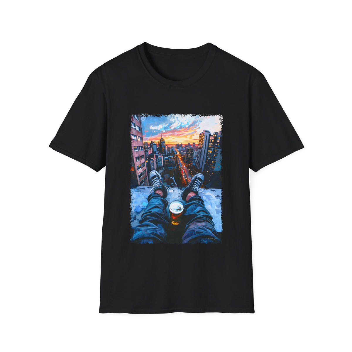 🍺 Chill Beer Rooftop Vibes T-Shirt, Unisex, Colors ⚫🔵🔴🟢 🟠 🟡⚪