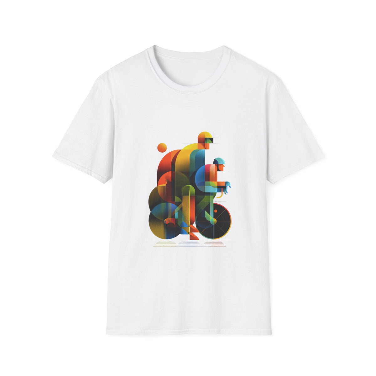 🚴 Abstract Bicycle Riders | Dynamic Cycling Art Design, Sports T-Shirt, Unisex, Colors ⚫🔵🔴🟠🟡⚪