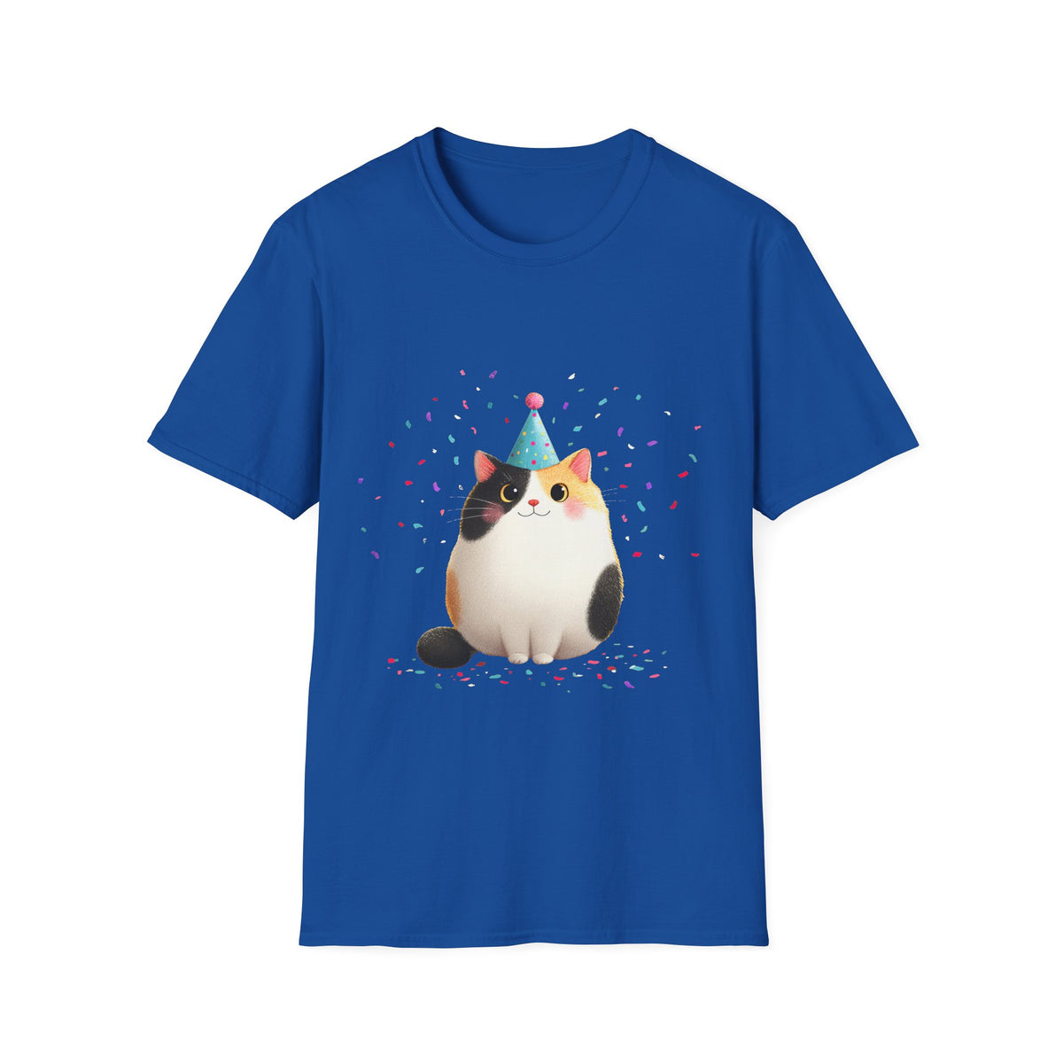 🥳 Cute Cat Birthday T-Shirt | Funny Kitty Celebration, Unisex, Colors ⚫🔵🔴🟠🟡⚪