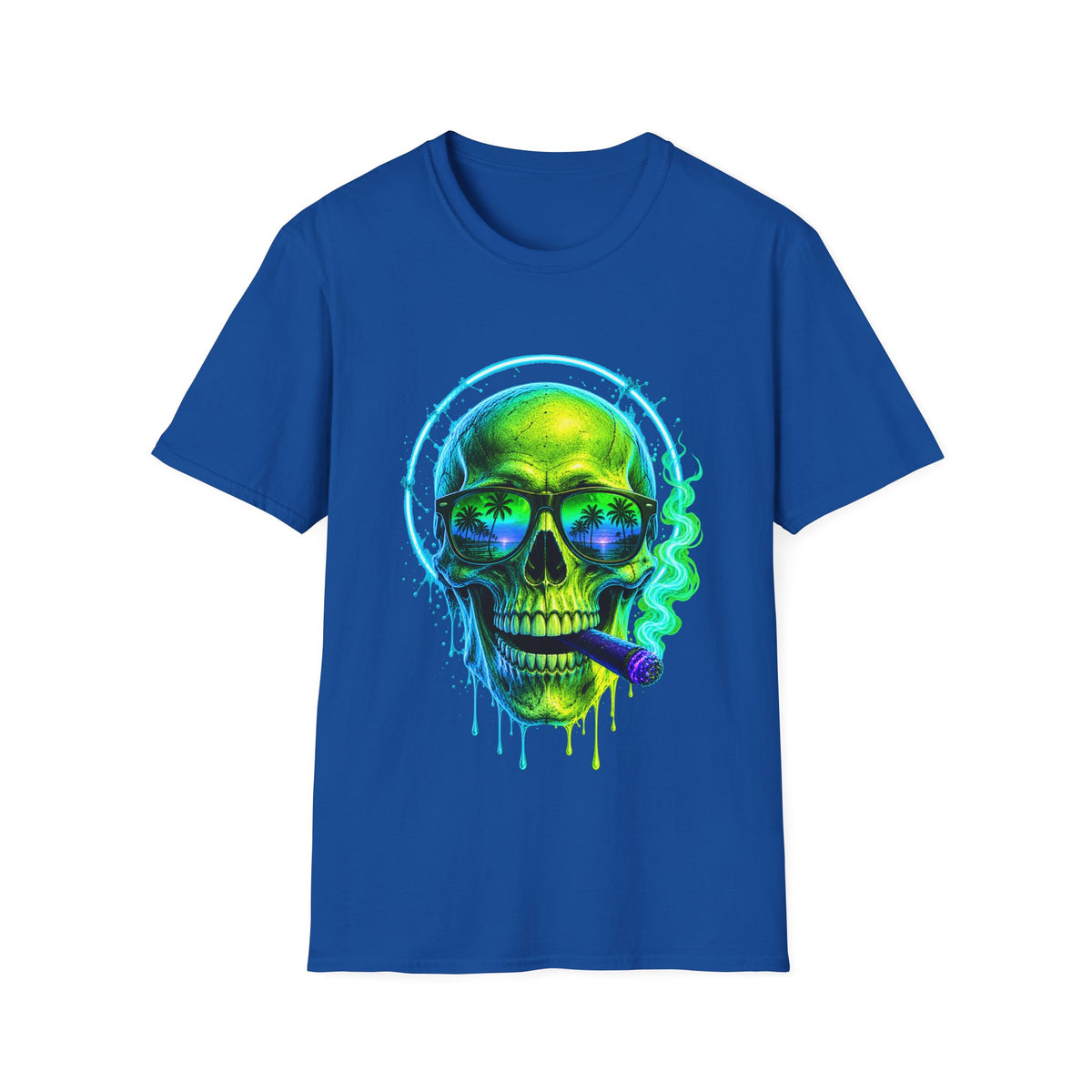 💀 Tropical Skull T-Shirt, Unisex, Colors ⚫🔵🔴🟢🟠🟡⚪