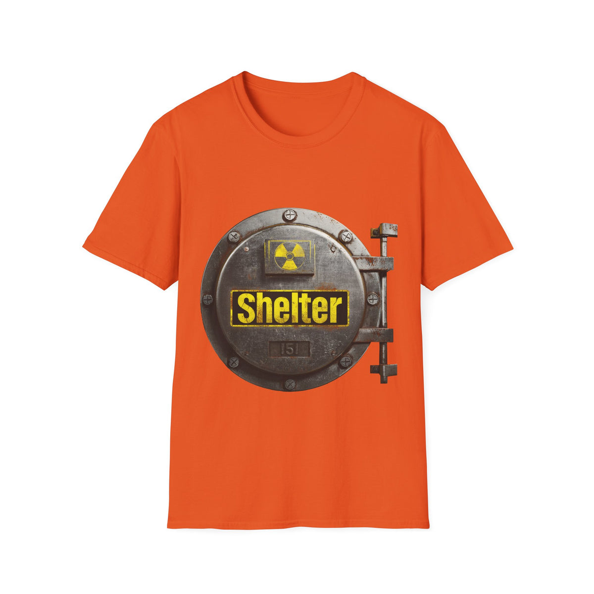 ☢️ Shelter T-Shirt – Post-Apocalyptic, Unisex, Colors ⚫🔵🔴🟠🟡⚪