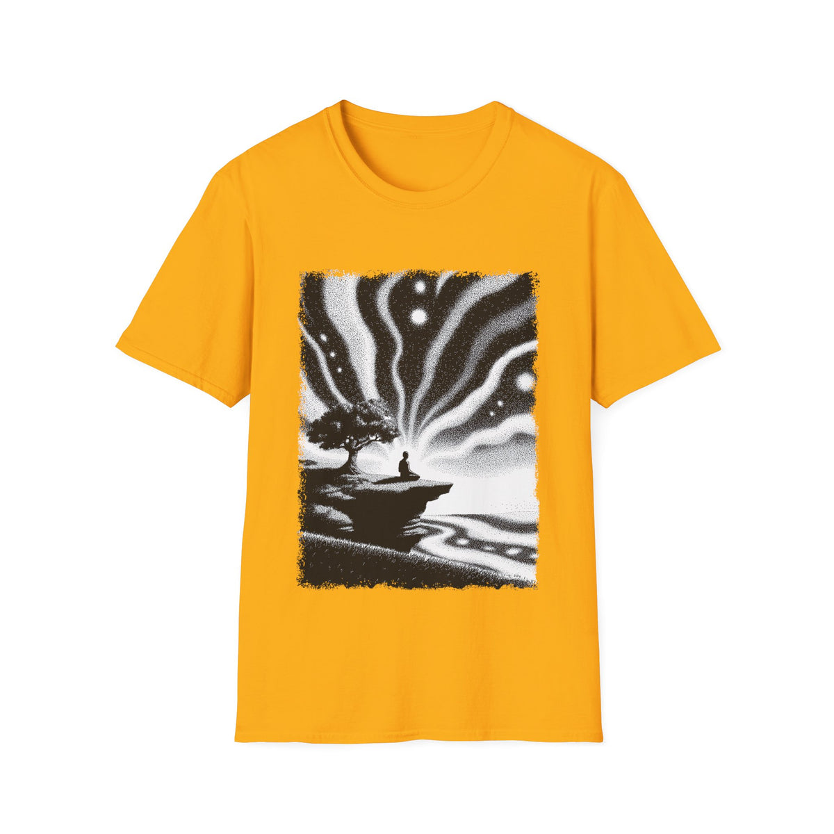 🧘‍♂️ B&W Meditation T-Shirt – Inner Peace, Unisex, Colors ⚫🔵🔴🟡⚪