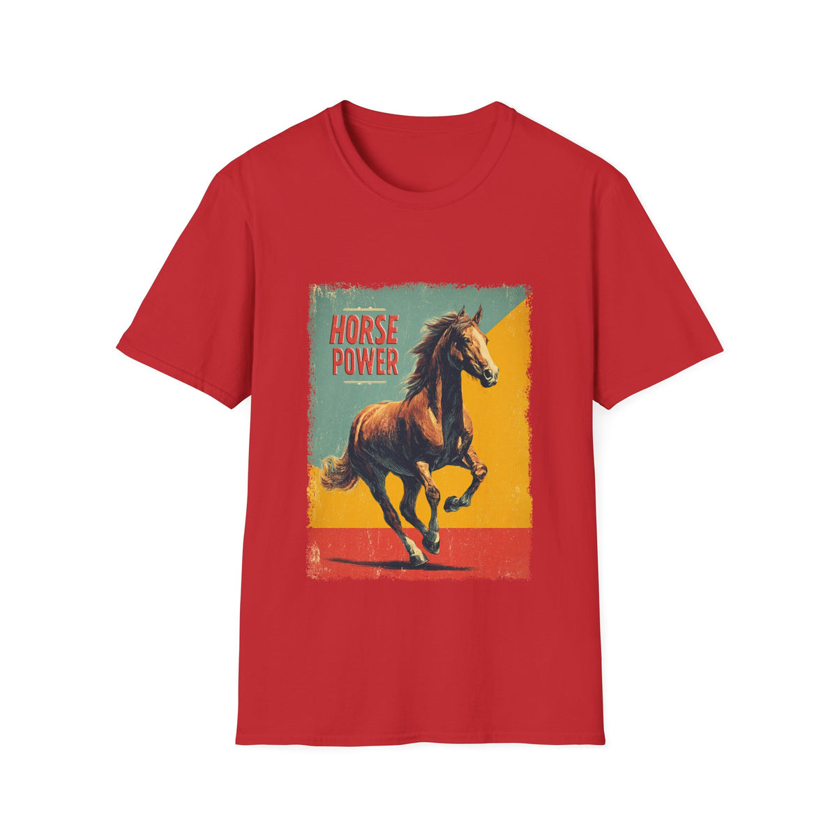 🐴 Retro Horse Power Vintage T-Shirt | Classic Muscle Horse Graphic Tee, Unisex, Colors ⚫🔵🔴🟠🟡⚪