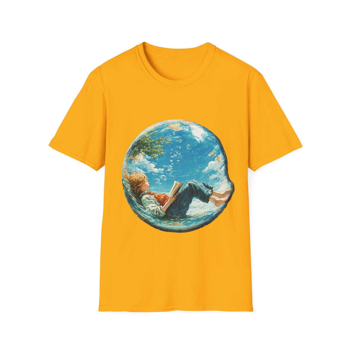 🕮 The Reading Bubble T-Shirt – Book Lover Graphic Tee, Unisex, Colors ⚫🔵🔴🟡⚪