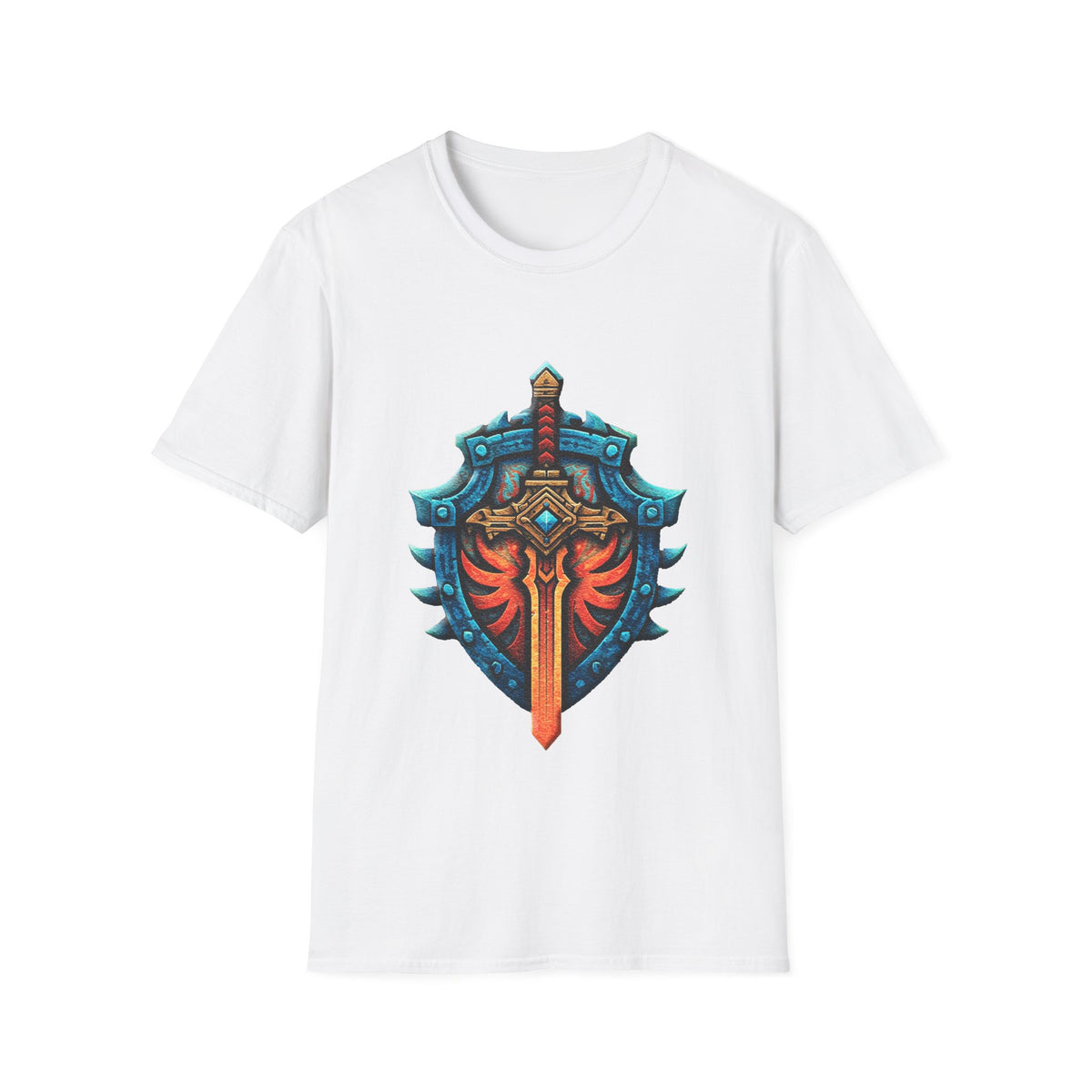 🛡️ Shield & Sword Warrior T-Shirt – Strength, Honor, Unisex, Colors ⚫🔵🔴🟡⚪
