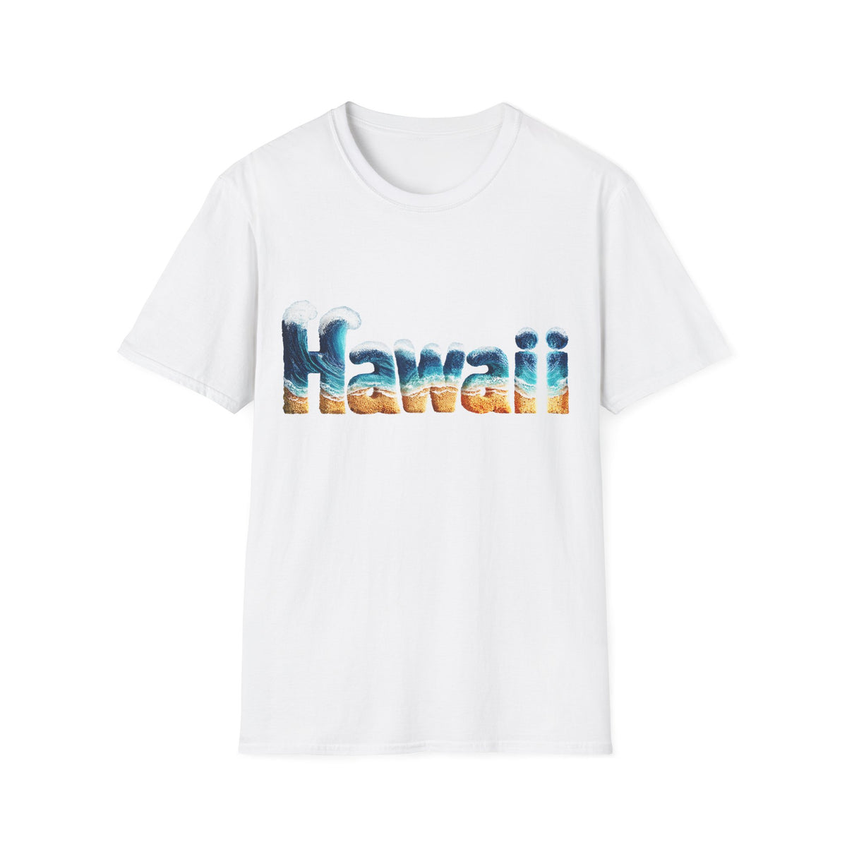 🌊 Hawaii Tropical Beach & waves T-Shirt, Unisex, Colors ⚫🔵🔴🟠🟡⚪