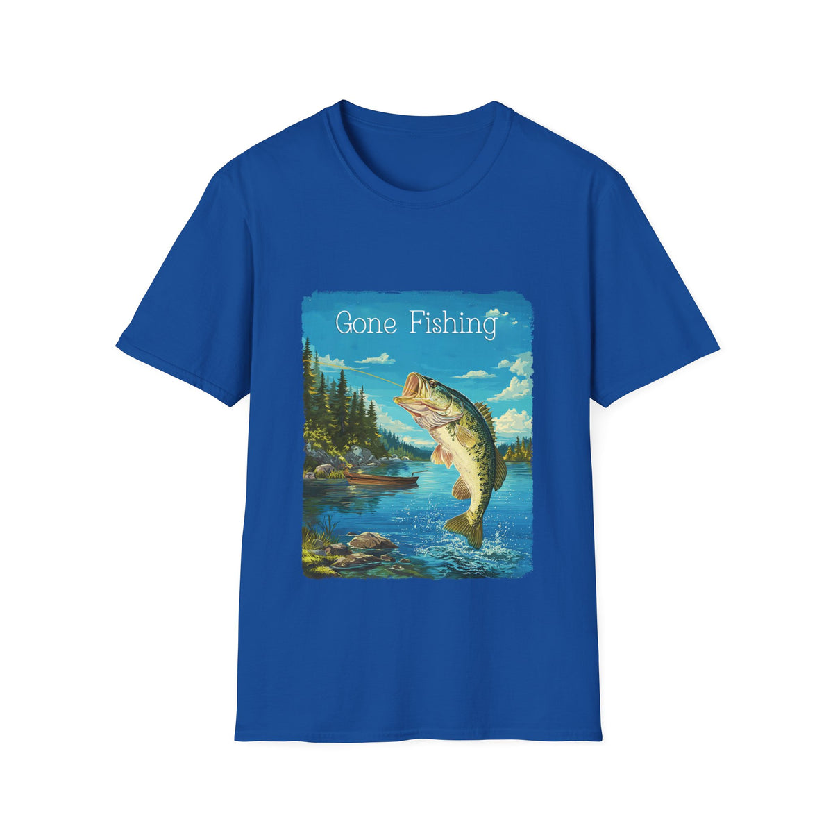 🎣 Gone Fishing T-Shirt, Unisex, Colors ⚫🔵🔴🟢🟡⚪