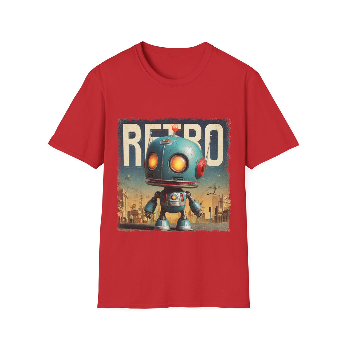 🤖 Retro Robot T-Shirt – Classic Sci-Fi Design, Unisex, Colors ⚫🔵🔴🟠🟡⚪