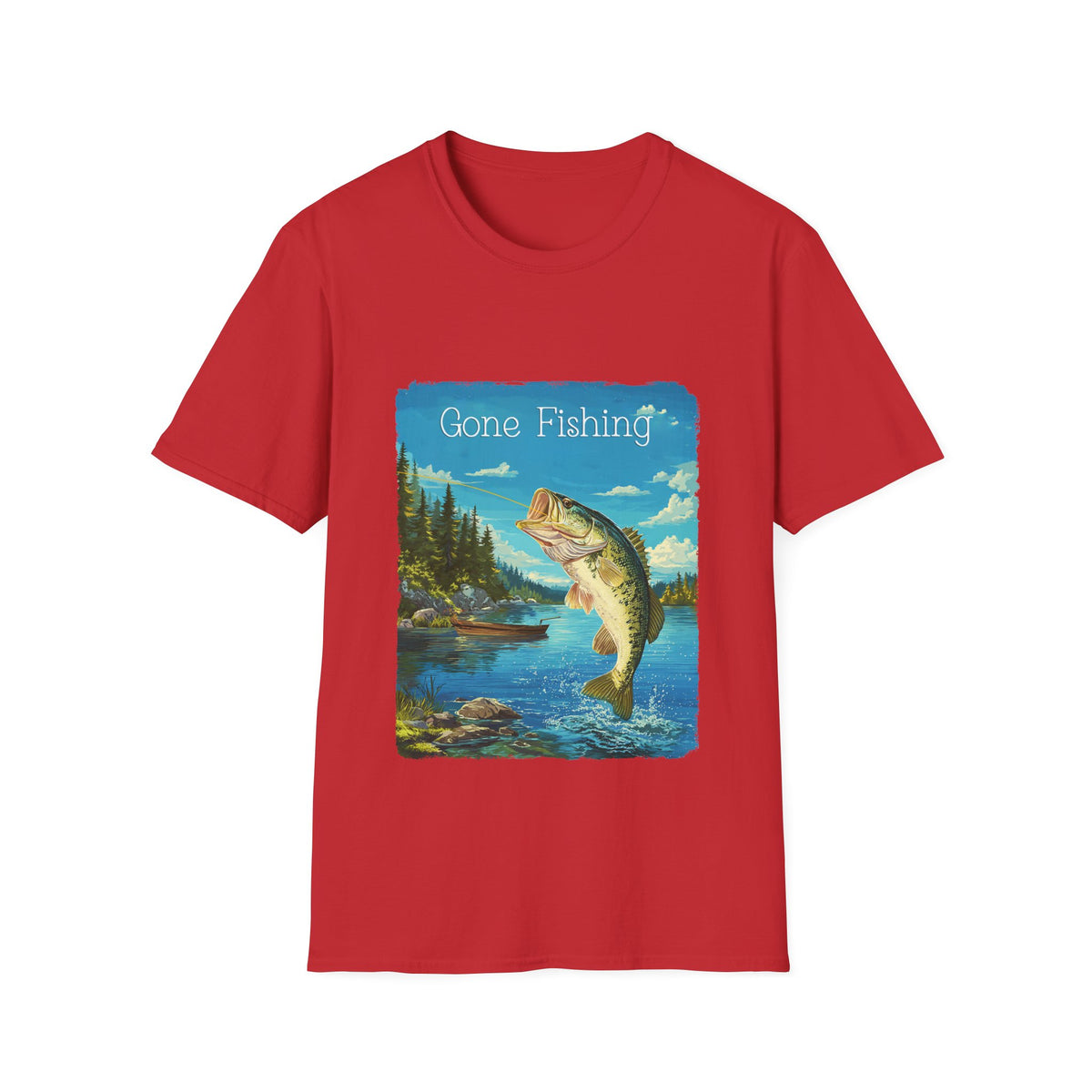 🎣 Gone Fishing T-Shirt, Unisex, Colors ⚫🔵🔴🟢🟡⚪