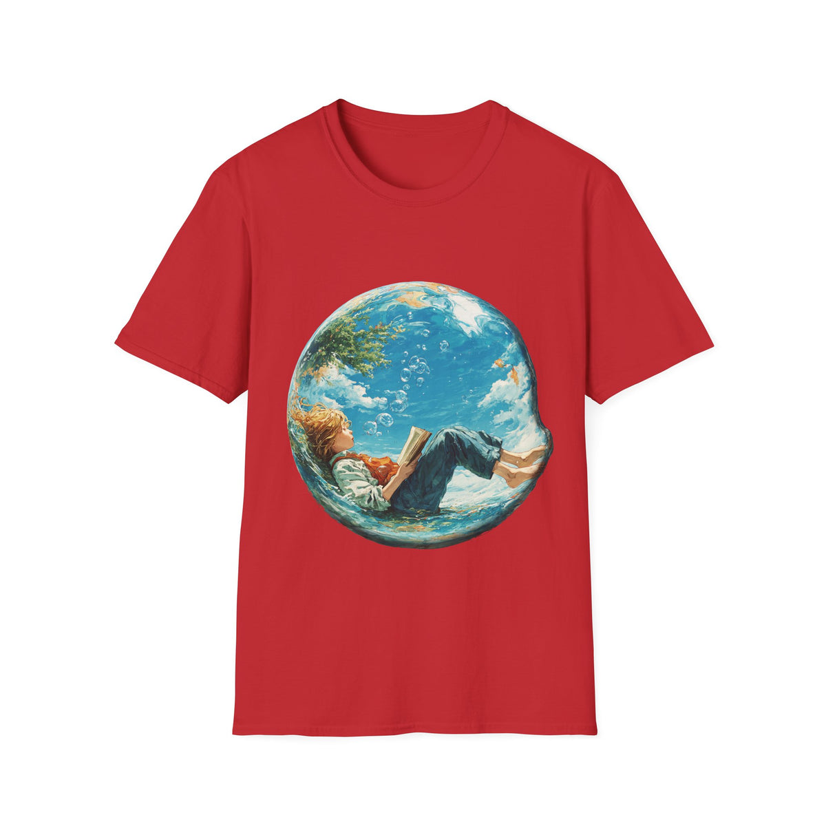 🕮 The Reading Bubble T-Shirt – Book Lover Graphic Tee, Unisex, Colors ⚫🔵🔴🟡⚪