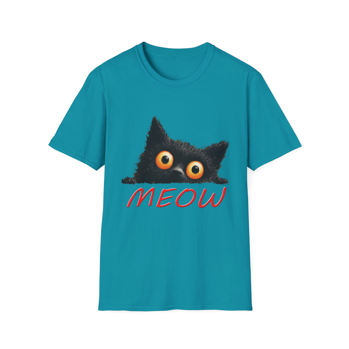 🐱 Curious Kitty T-Shirt, Unisex, Colors ⚫🔵🔴🟢🟠🟡⚪