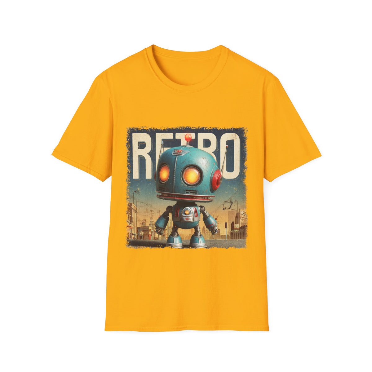 🤖 Retro Robot T-Shirt – Classic Sci-Fi Design, Unisex, Colors ⚫🔵🔴🟠🟡⚪