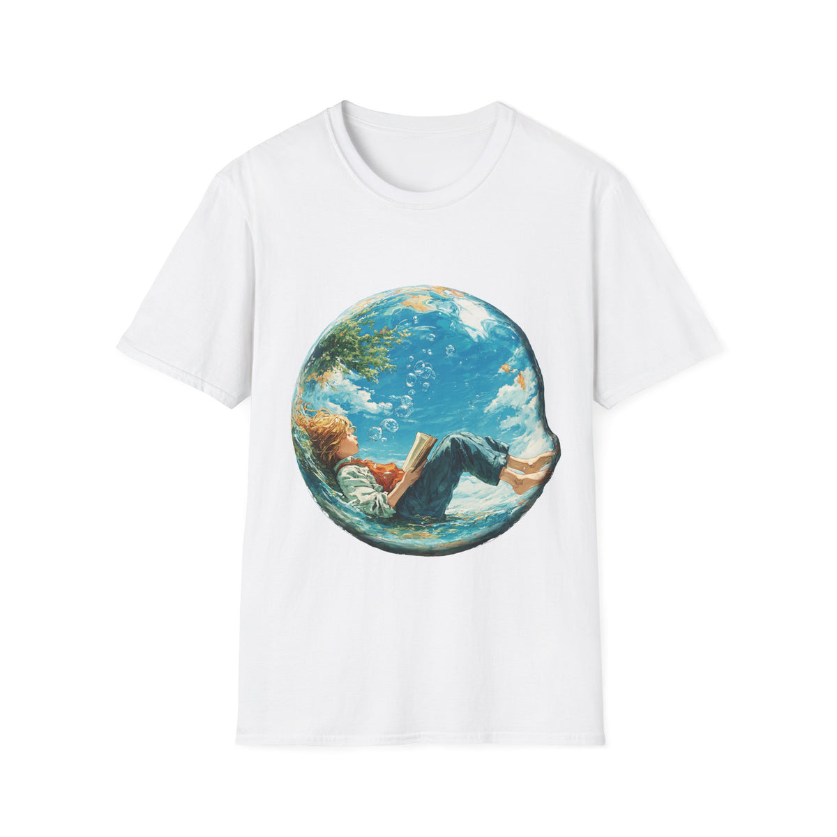 🕮 The Reading Bubble T-Shirt – Book Lover Graphic Tee, Unisex, Colors ⚫🔵🔴🟡⚪
