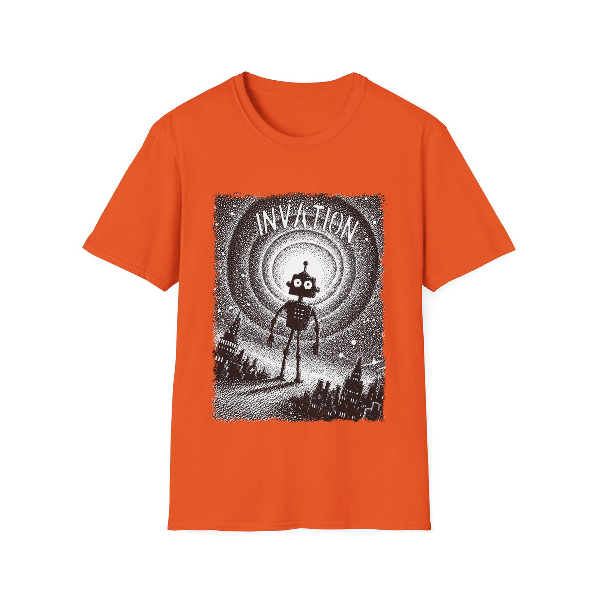 🤖 Invasion Graphic T-Shirt, Unisex, Colors ⚫🔵🔴🟠🟡⚪