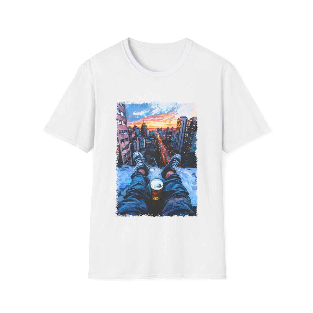 🍺 Chill Beer Rooftop Vibes T-Shirt, Unisex, Colors ⚫🔵🔴🟢 🟠 🟡⚪