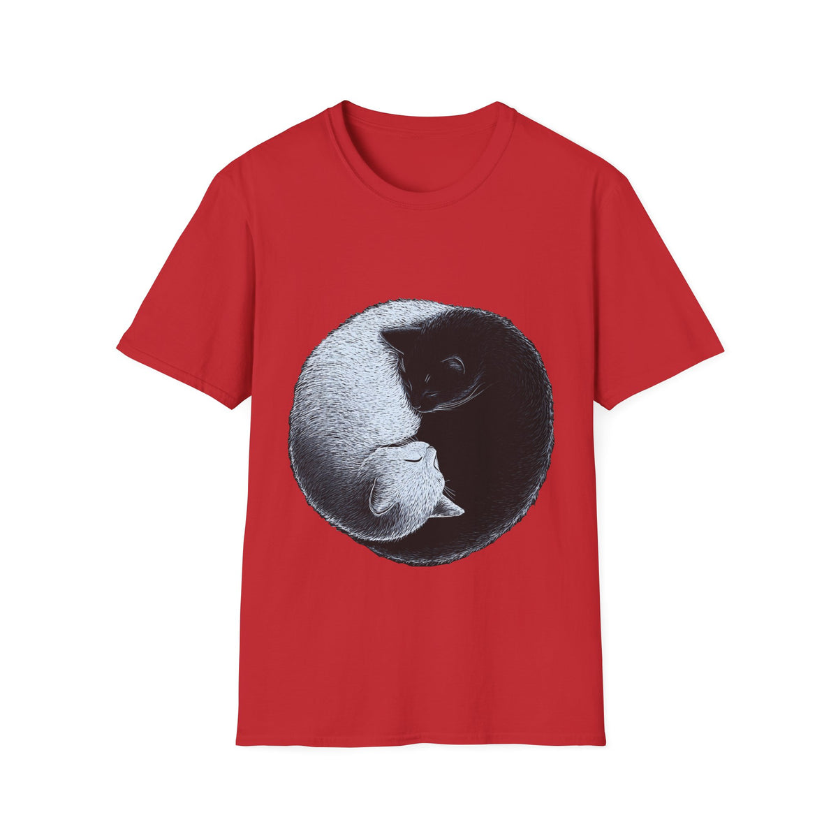 ☯️ Yin Yang Cat T-Shirt Cat Lover Gift, Unisex, Colors ⚫🔵🔴🟡⚪