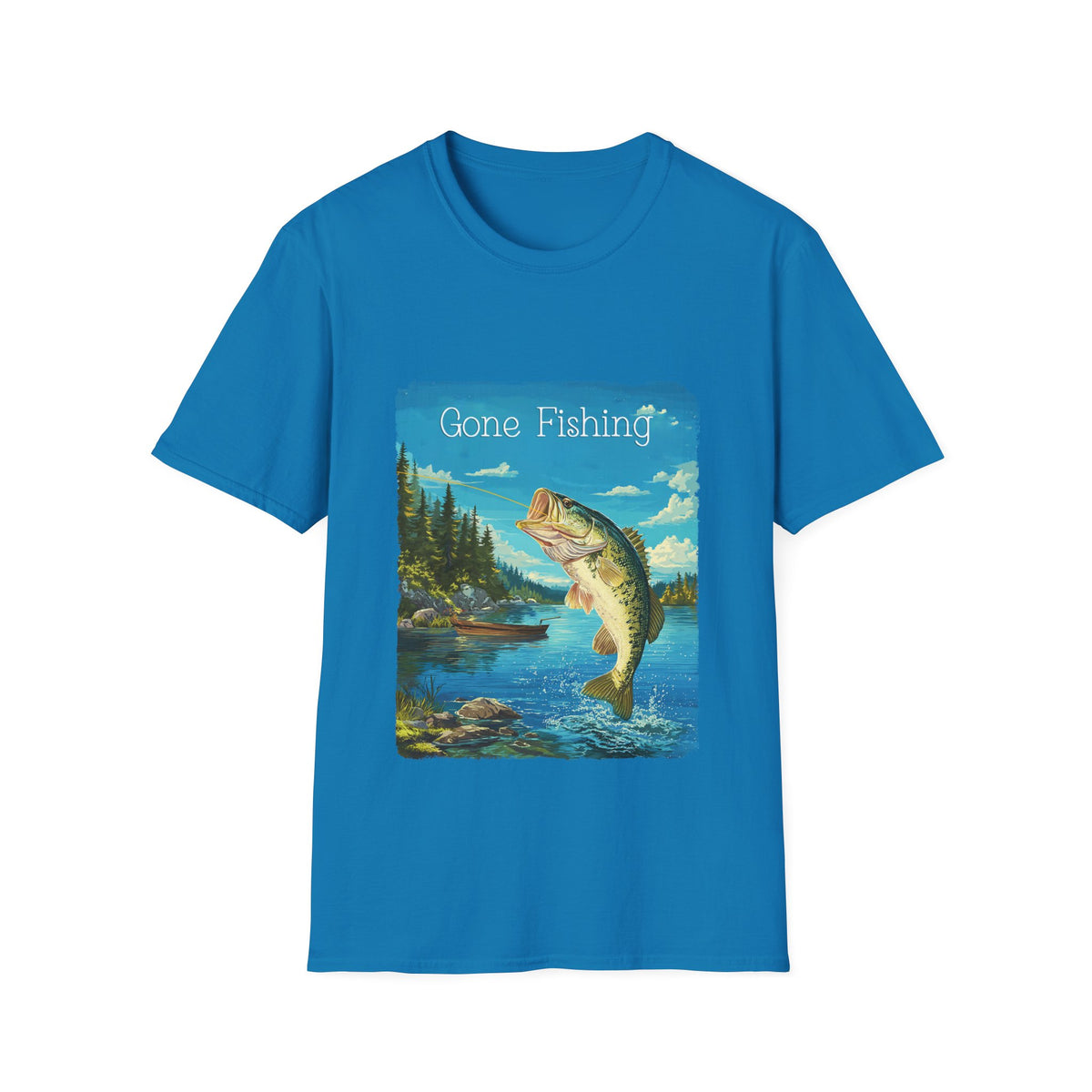🎣 Gone Fishing T-Shirt, Unisex, Colors ⚫🔵🔴🟢🟡⚪
