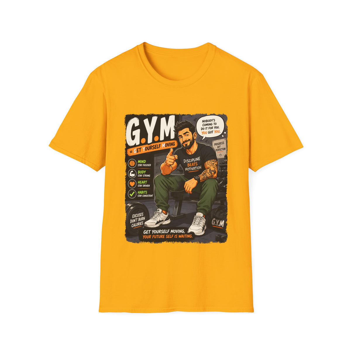 💪 Gym Wisdom Tee – Train Hard, Stay Humble, Bodybuilding, Workout Sports T-Shirt, Unisex, Colors ⚫🔵🔴🟡⚪