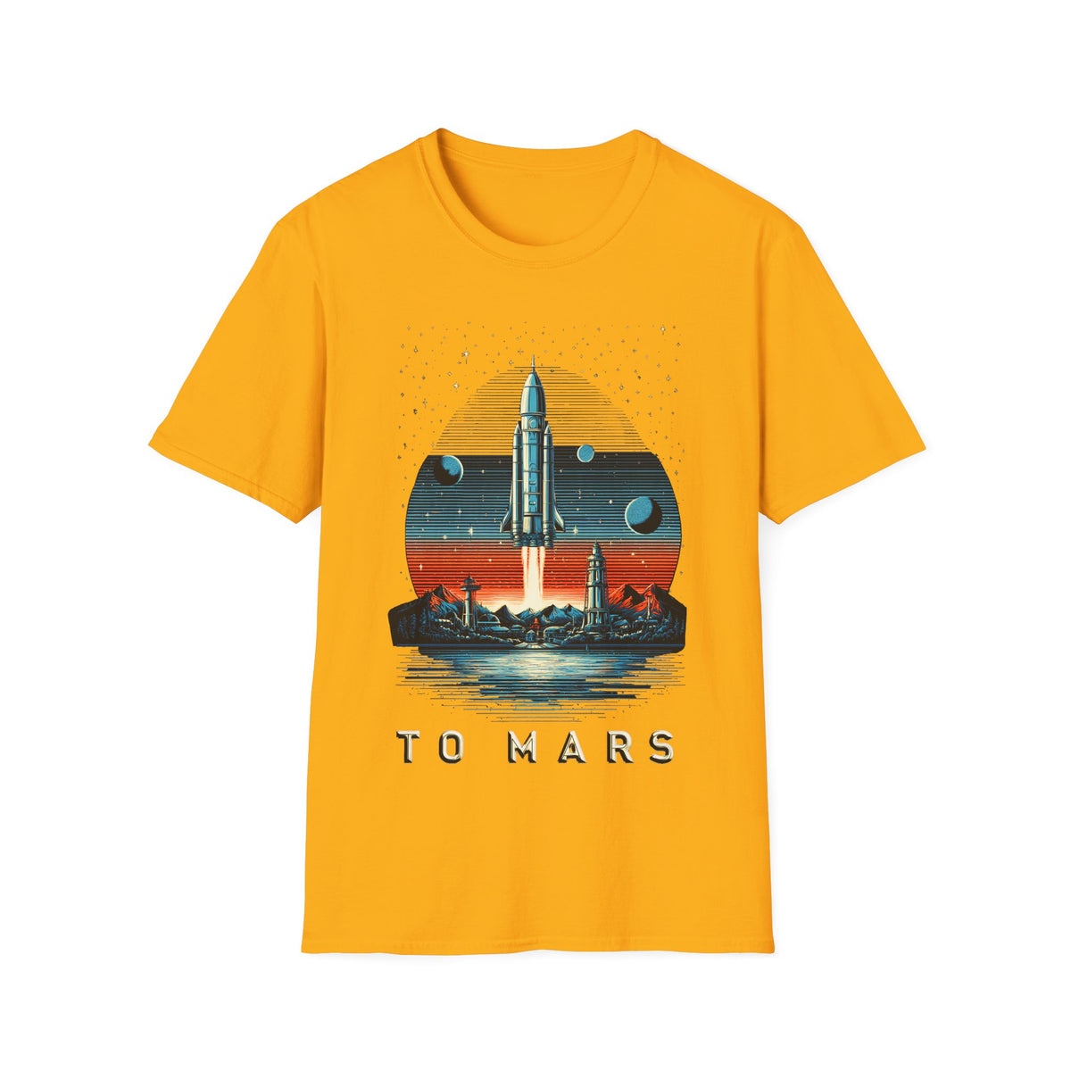 🚀 'To Mars' Space Graphic T-Shirt, Unisex, Colors ⚫🔵🔴🟡⚪