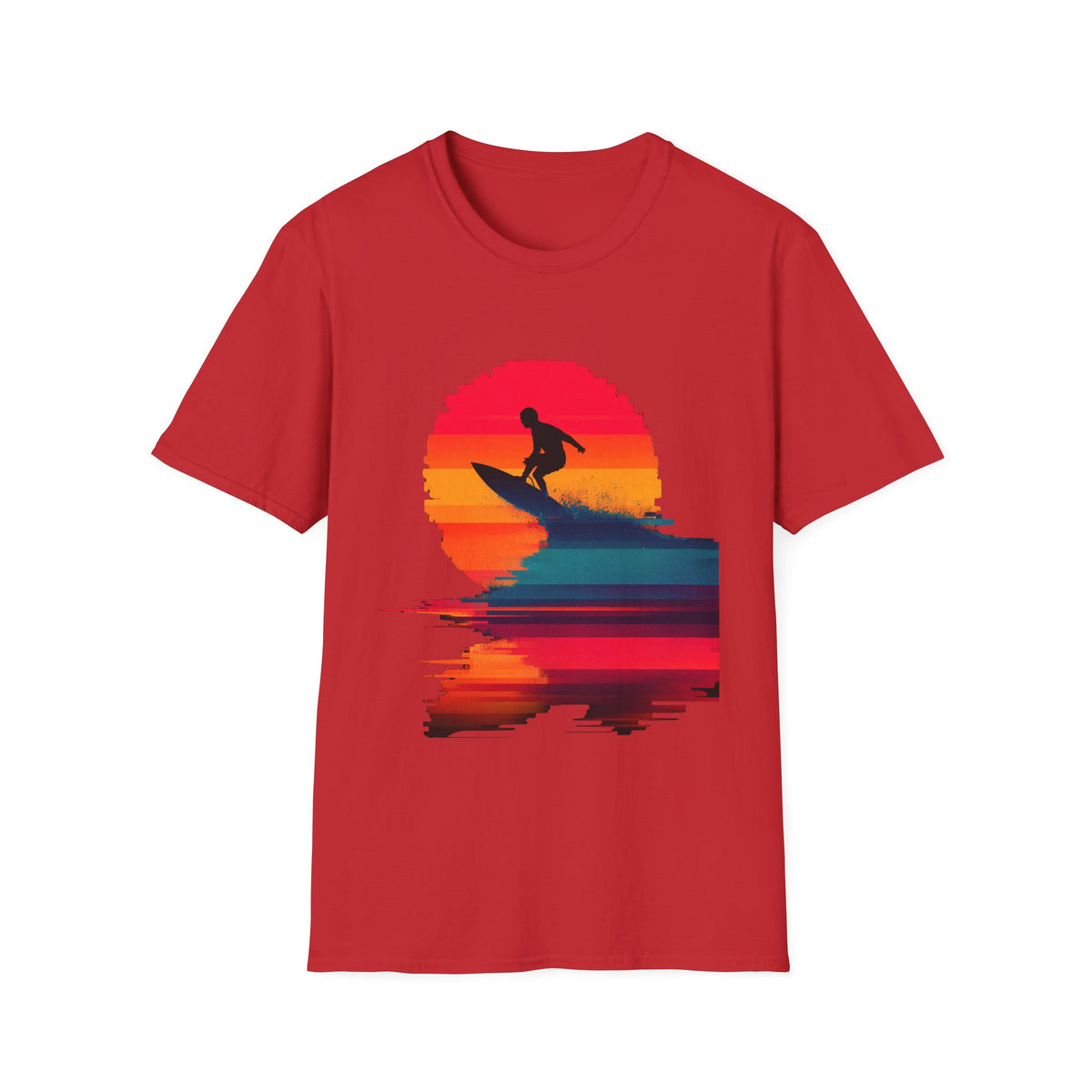 🏄 Sunset Surfing Vibes, Sports T-Shirt, Unisex, Colors ⚫🔵🔴🟡⚪