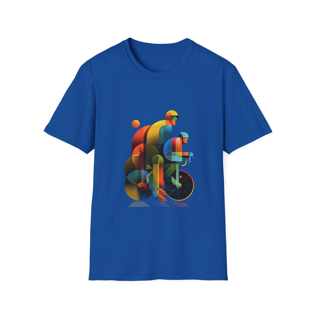 🚴 Abstract Bicycle Riders | Dynamic Cycling Art Design, Sports T-Shirt, Unisex, Colors ⚫🔵🔴🟠🟡⚪
