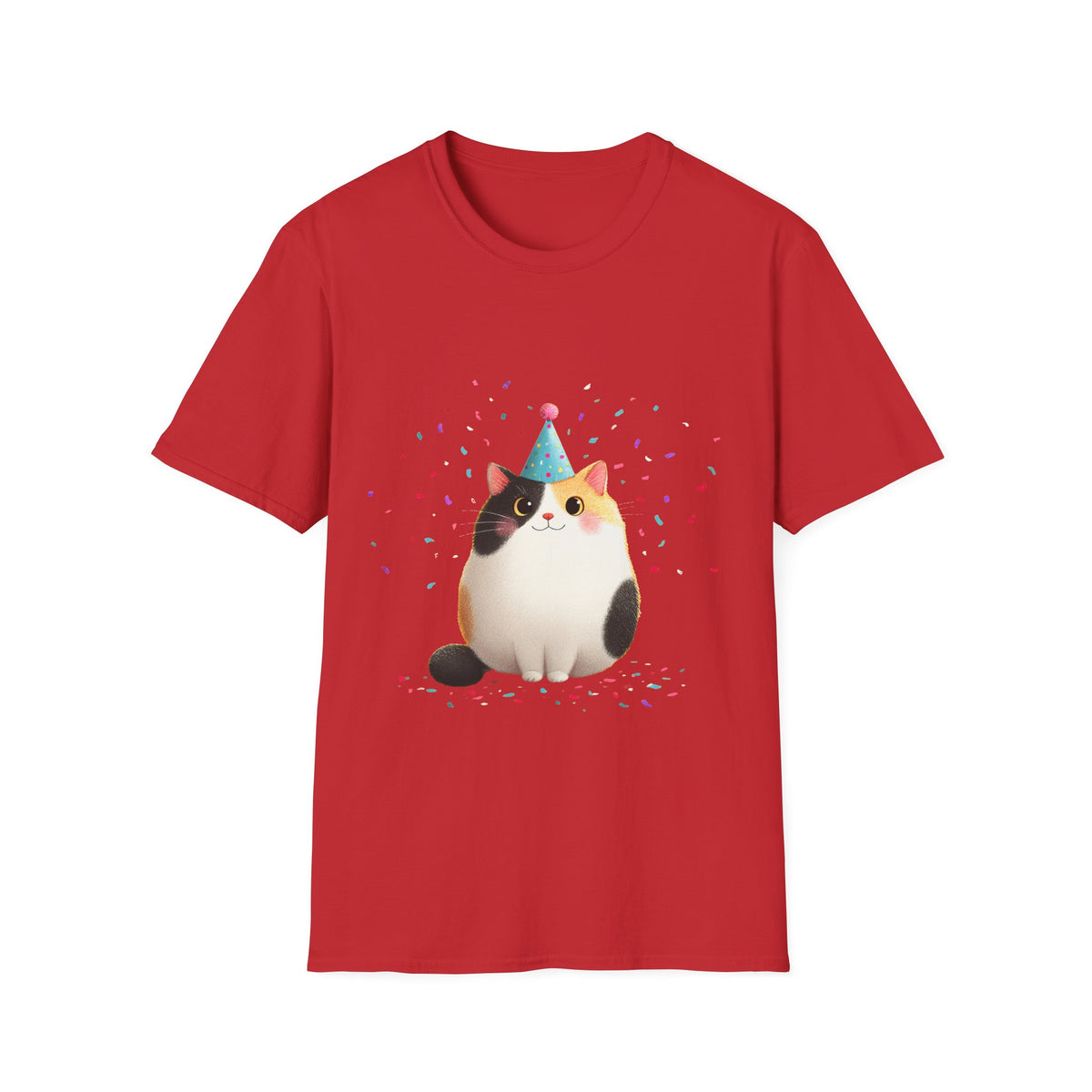 🥳 Cute Cat Birthday T-Shirt | Funny Kitty Celebration, Unisex, Colors ⚫🔵🔴🟠🟡⚪