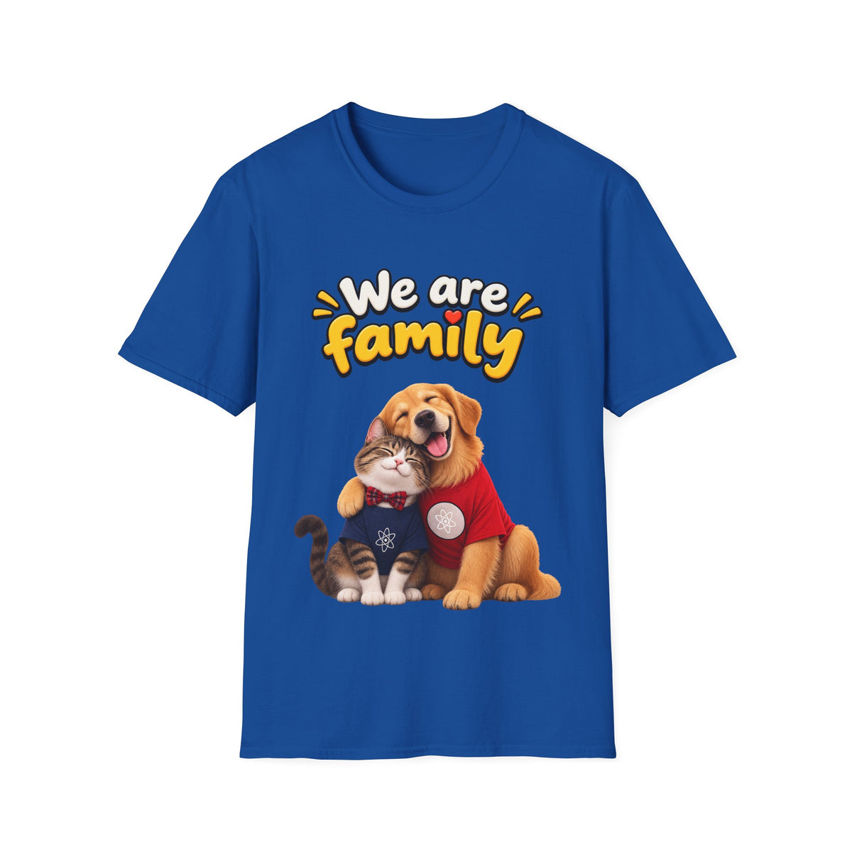 😻🐶 Cat & Dog Best Friends – Cute Hugging Animals T-Shirt, Unisex, Colors ⚫🔵🟢🟠🟡⚪