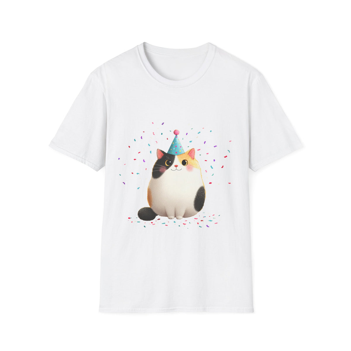 🥳 Cute Cat Birthday T-Shirt | Funny Kitty Celebration, Unisex, Colors ⚫🔵🔴🟠🟡⚪