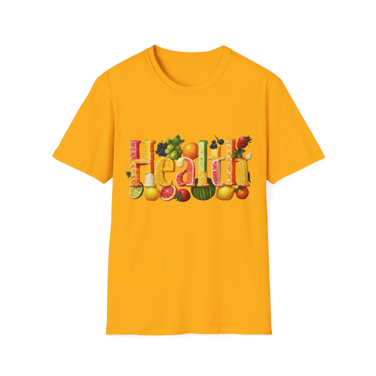 ⚕️ Health Typography Fruit T-Shirt | Healthy Lifestyle, Unisex, Colors ⚫🔵🔴🟡⚪