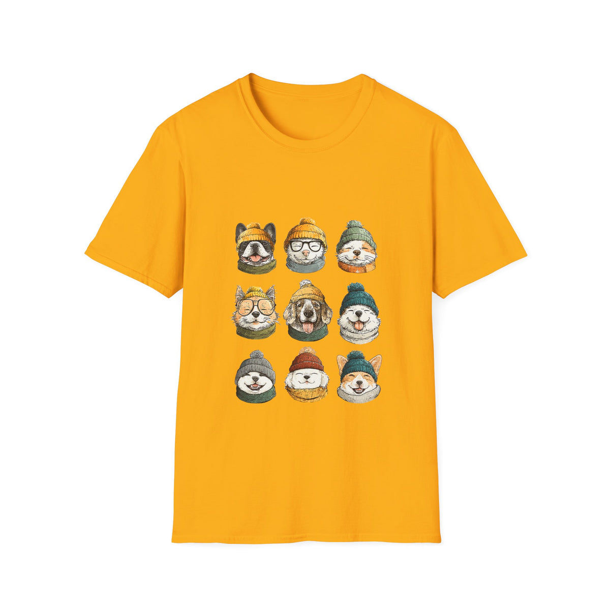 🐶 Cute Dogs Collage T-Shirt – Dog Lover Graphic Tee, Unisex, Colors ⚫🔵🔴🟠🟡⚪