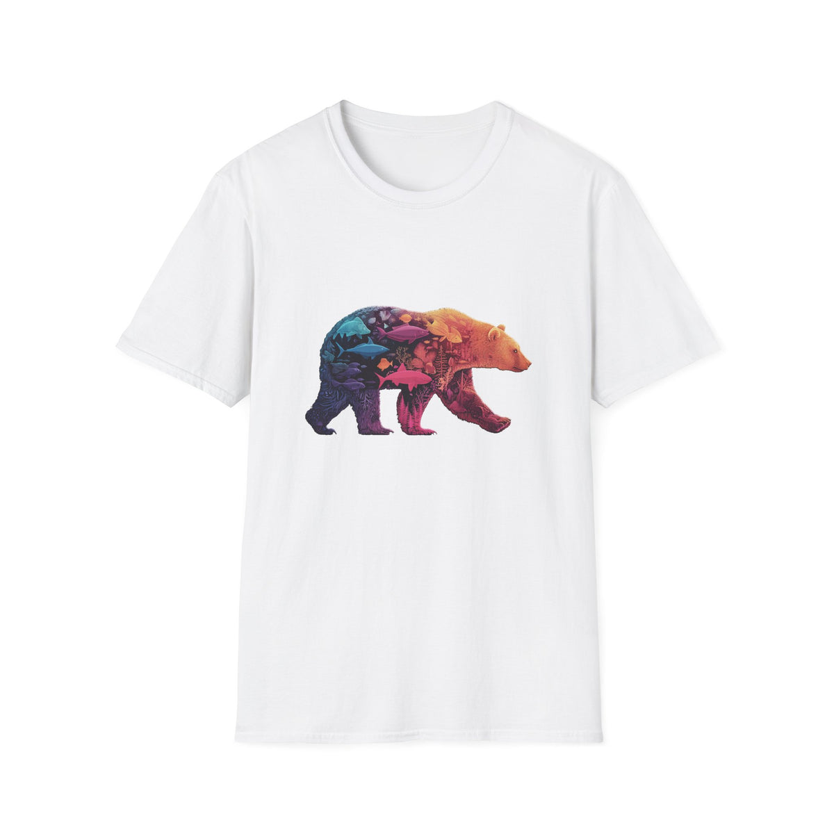 🐻 Bear Silhouette – Nature Wildlife Graphic T-Shirt, Unisex, Colors ⚫🔵🔴🟠🟡⚪