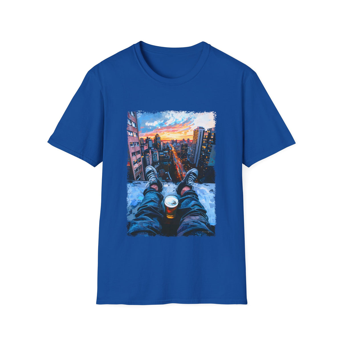 🍺 Chill Beer Rooftop Vibes T-Shirt, Unisex, Colors ⚫🔵🔴🟢 🟠 🟡⚪
