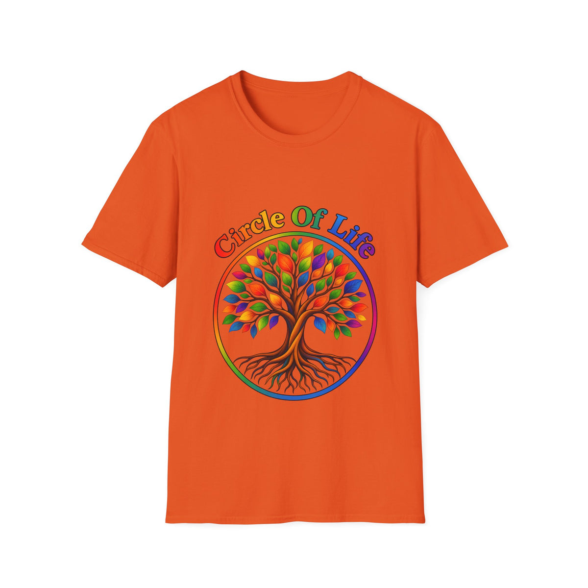 🌳 Circle of Life Tree T-Shirt – Colorful Nature & Growth Graphic Tee, Unisex, Colors ⚫🔵🔴🟢🟠🟡⚪