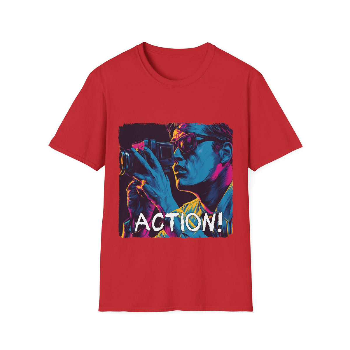 🎥 Action! - Film Graphic Tee – Cinema Lover T-Shirt, Unisex, Colors ⚫🔵🔴🟡⚪