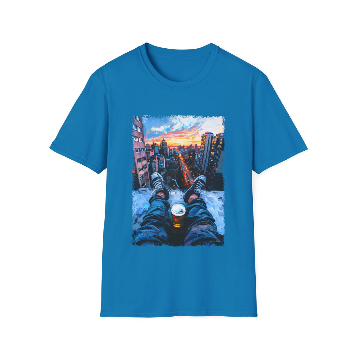 🍺 Chill Beer Rooftop Vibes T-Shirt, Unisex, Colors ⚫🔵🔴🟢 🟠 🟡⚪