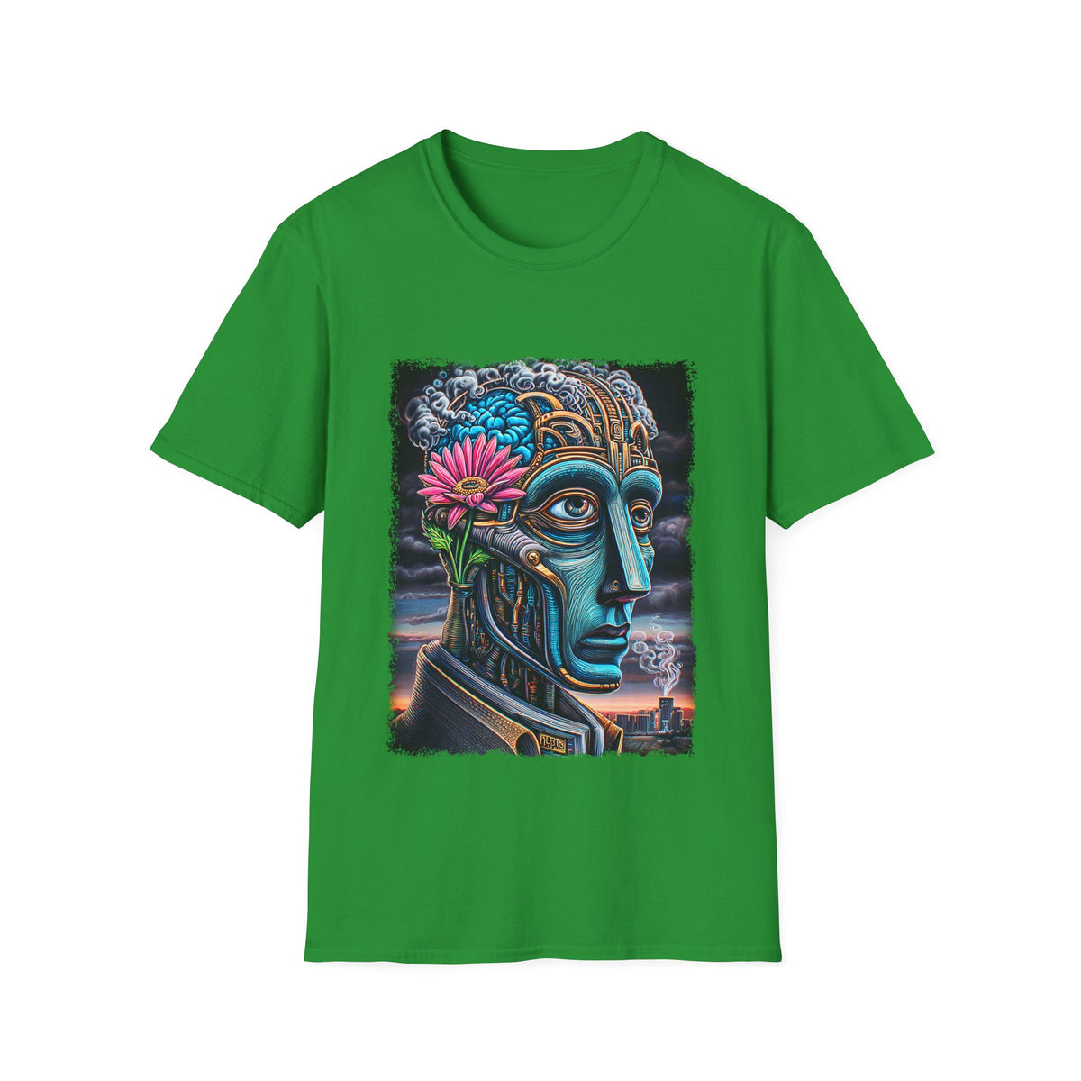 🖼️ Surreal T-Shirt – Mechanical Human Art, Unisex, Colors ⚫🔵🔴🟡⚪