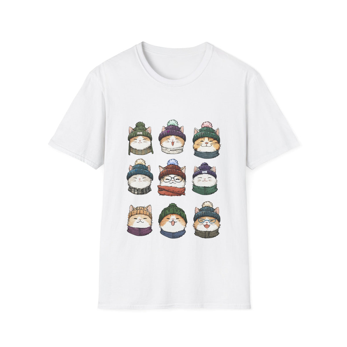 😸 Cute Kitty Collage T-Shirt – Adorable Cats, Unisex, Colors ⚫🔵🔴🟠🟡⚪